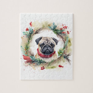 Mops-Weihnachtskranz Festlicher Hund