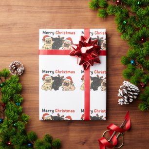 Mops Weihnachtstiere Niedlich Hunde Frohe Weihnach Geschenkpapier