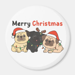 Mops Weihnachtstiere Niedlich Hunde Frohe Weihnach Magnet