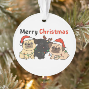 Mops Weihnachtstiere Niedlich Hunde frohe Weihnach Ornament