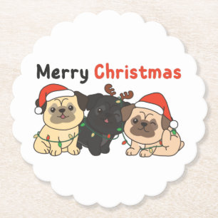 Mops Weihnachtstiere Niedlich Hunde Frohe Weihnach Untersetzer