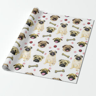 Mops-Weiß-Geschenkpapier Geschenkpapier