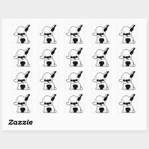 Mops Welpe Cartoon Quadratischer Aufkleber