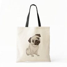 Mops Welpe Hund Cartoon Leinwand Totbeutel