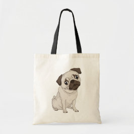 Mops Welpe Hund Cartoon Leinwand Totbeutel Tragetasche