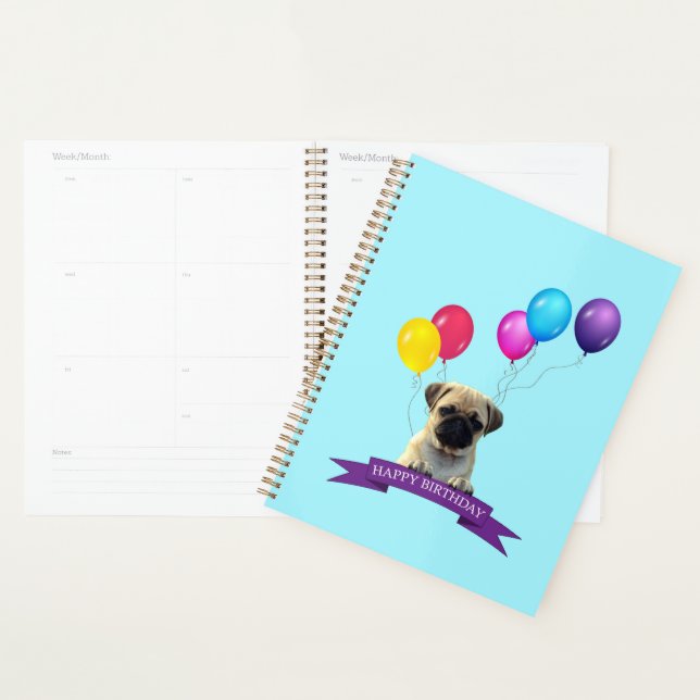 Mops Welpe Hund Happy Birthday Geschenktasche Planer (Anzeige)