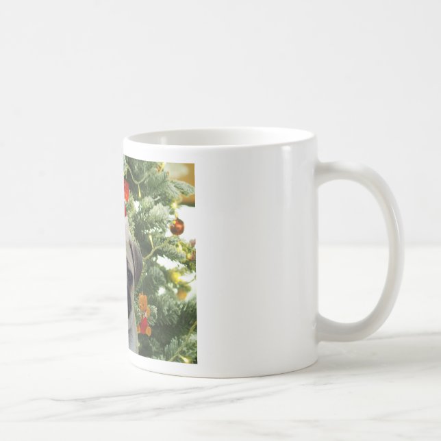 Mops Welpe Hund Weihnachtsbaum Ornamente Schneeman Kaffeetasse (Rechts)