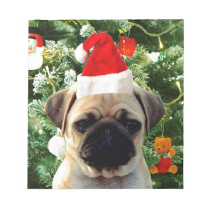 Mops Welpe Hund Weihnachtsbaum Ornamente Schneeman Notizblock