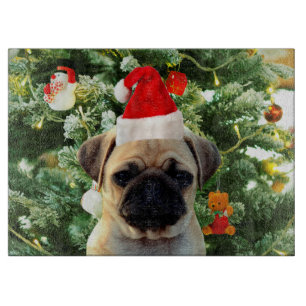 Mops Welpe Hund Weihnachtsbaum Ornamente Schneeman Schneidebrett