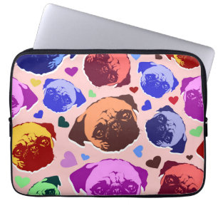 Mops-Welpe im PopArt Retro-Stil Laptopschutzhülle