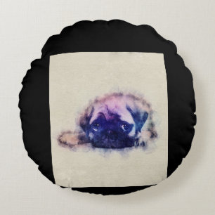 Mops Welpe Sketch Mops Hunde Liebhaber Geschenk Rundes Kissen