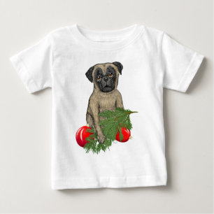 Mops Welpen Adorable Christmas Dog Art Baby T-shirt