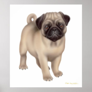 Mops-Welpen-Druck Poster