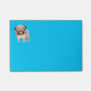 Mops Welpen-Hund-Cartoon Graphic Blue Notes Post-it Klebezettel