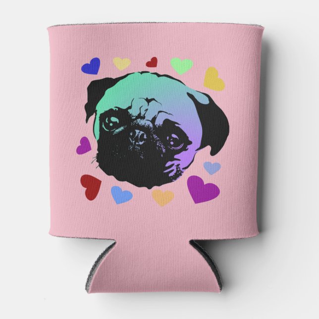 Mops Welpen Hund Liebe Herz Dosenkühler (Vorderseite)