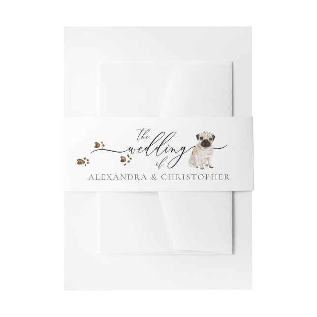 Mops Welpen Hundebesitzer Hochzeitskalligraphie Einladungsbanderole (Vorderseite Beispiel)