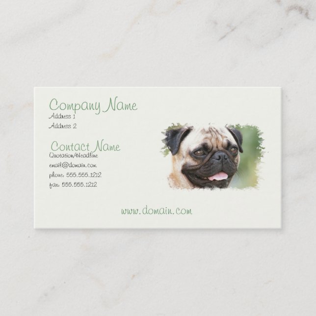 Mops-Welpen-Hundegeschäfts-Karte Visitenkarte (Vorderseite)