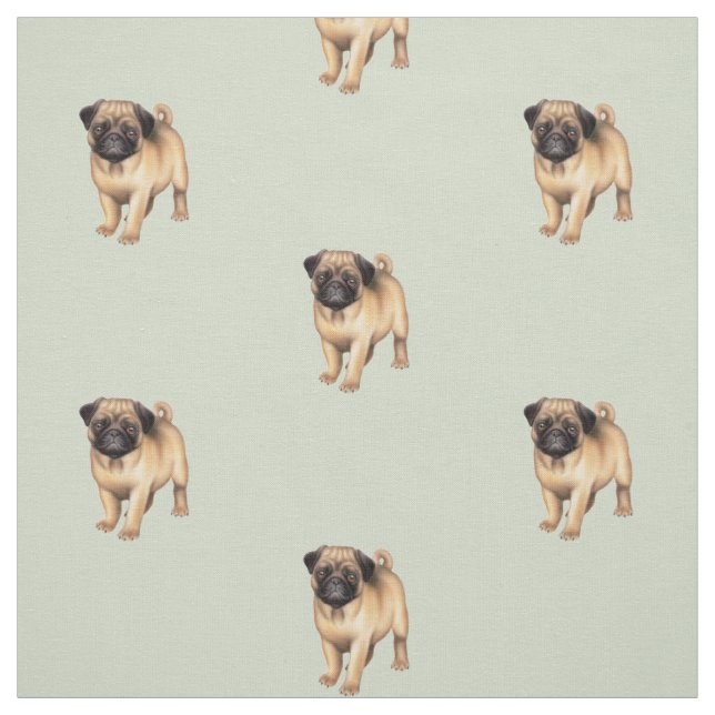 Mops-Welpen-Liebe gebürstetes Baumwollgewebe Stoff (Muster)
