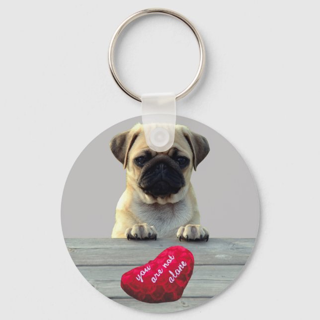 Mops wünscht den Herz Schlüsselanhängern des Valen Schlüsselanhänger (Vorderseite)