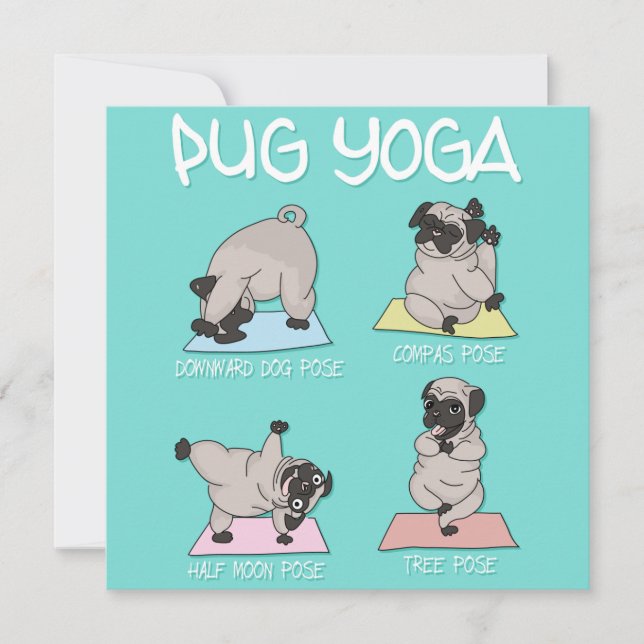 Mops Yoga Feiertagskarte (Vorderseite)