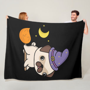 Mops-Zauberin-Flauschdecke Fleecedecke