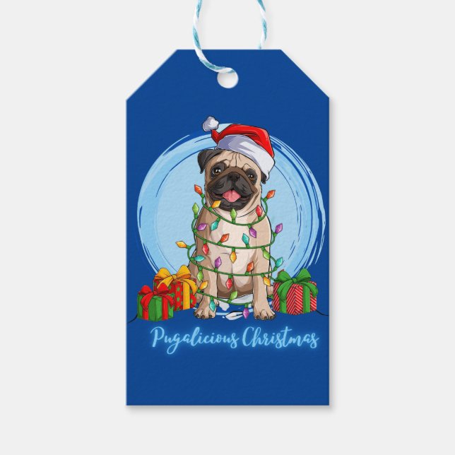Mops zu Weihnachts-Geschenketiketten Geschenkanhänger (Vorderseite)