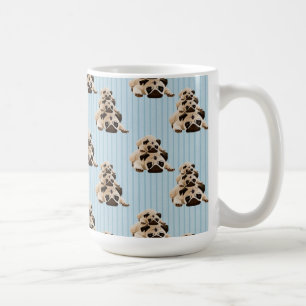 Möpse auf blauen Streifen Kaffeetasse