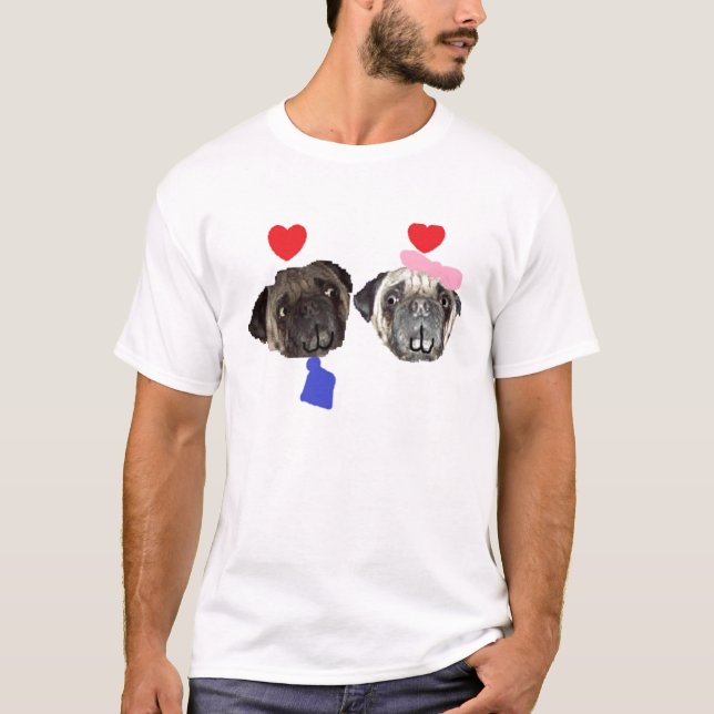 Möpse im Liebe-Shirt T-Shirt (Vorderseite)