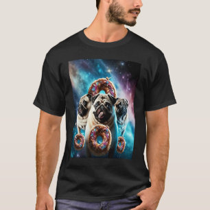 Möpse im Weltraum mit Donuts Süße Mops-Jungs Mädch T-Shirt