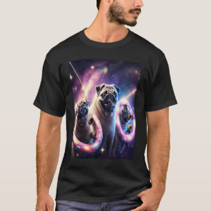 Möpse im Weltraum mit Donuts Süße Mops-Jungs Mädch T-Shirt