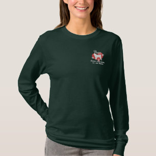 Möpse verlassen der Tatzen-Druck-Frauen Besticktes Langarmshirt