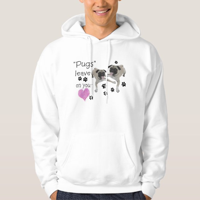 Möpse….verlassen Sie pawprints auf Ihrem Herzen Hoodie (Vorderseite)