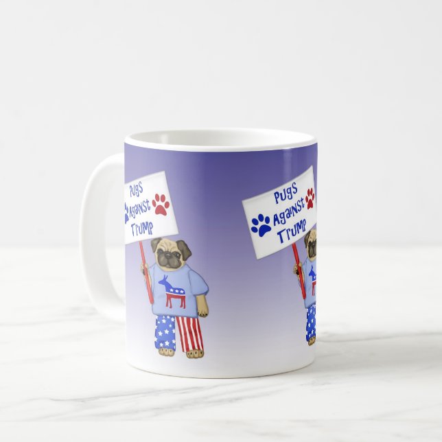 Möpsen gegen Trump Kaffeetasse (Vorderseite Links)