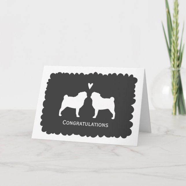 Möpsen Hochzeit Glückwunsch Dog Neuvermählte Glück Karte (Vorderseite)