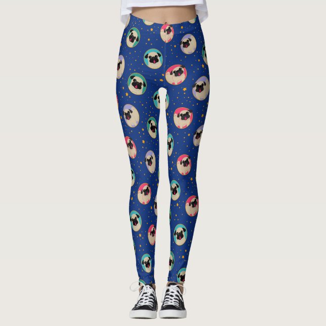 Möpsen im Sternmuster Leggings (Vorderseite)