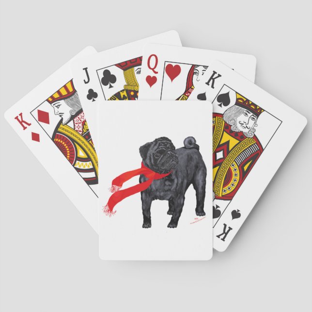 Möpsen in Rotem Scarf Spielkarten (Rückseite)