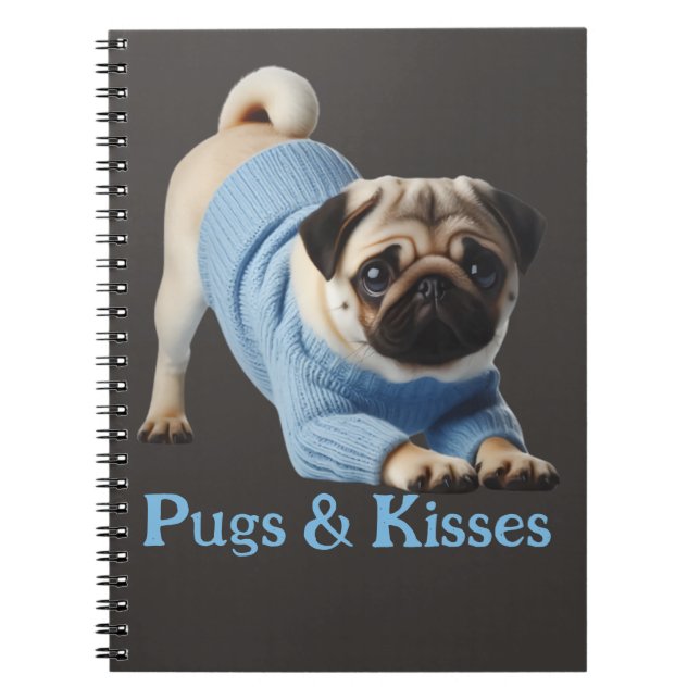 Möpsen & Kisses: Adorable Mops-Themed Design Notizblock (Vorderseite)