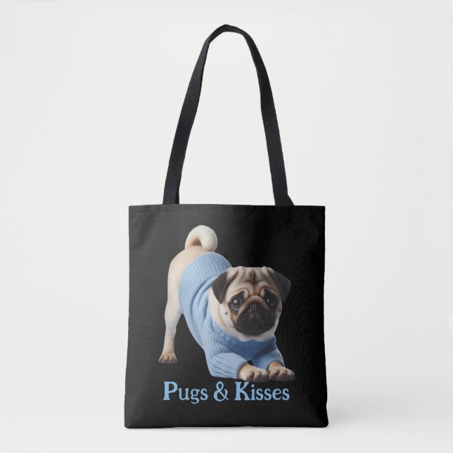 Möpsen & Kisses: Adorable Mops-Themed Design Tasche (Vorderseite)