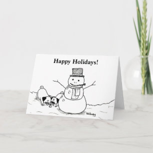 Möpsen Liebe Snowmen Feiertagskarte