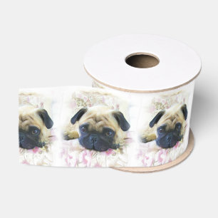 Mopshund 3" Grosgrain-Band Ripsband