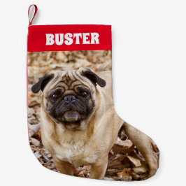 Mopshundewelpen-Foto Name Kleiner Weihnachtsstrumpf