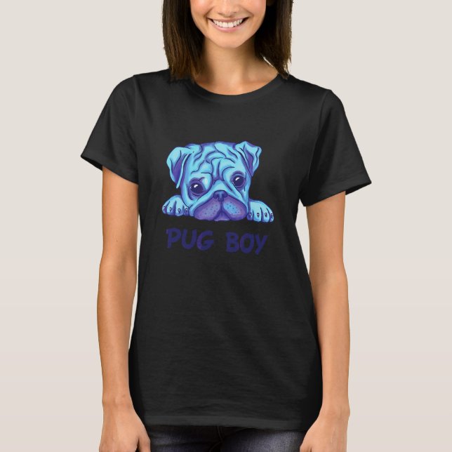Mopsjunge Hundegesicht Mops T-Shirt (Vorderseite)