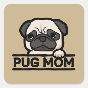 MOPSMAMA – Lustiges und süßes Geschenk für Mops-Li Quadratischer Aufkleber