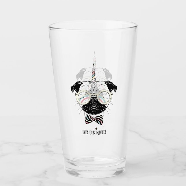MopsUnicorn | ist einzigartig Glas (Vorderseite)