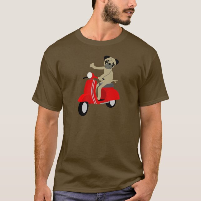 Mopsvespa-Roller T-Shirt (Vorderseite)