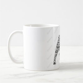 Mopswörter in der schwarzen Silhouette-Tasse Tasse