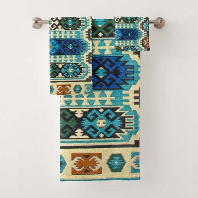 Moquette orientale turque persane bleu vert (En situation)