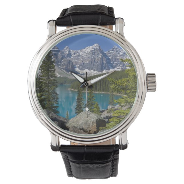 Moraine Lake, Canadian Rockies, Alberta, Kanada Armbanduhr (Vorderseite)