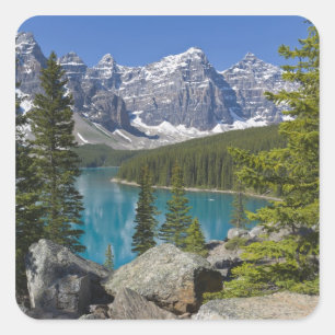 Moraine Lake, Kanadische Rocky Mountains, Alberta, Quadratischer Aufkleber