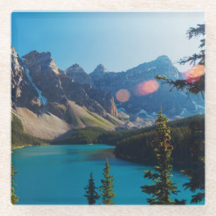 Moraine See des Sommer-Sonnenuntergang- , Kanada Glasuntersetzer